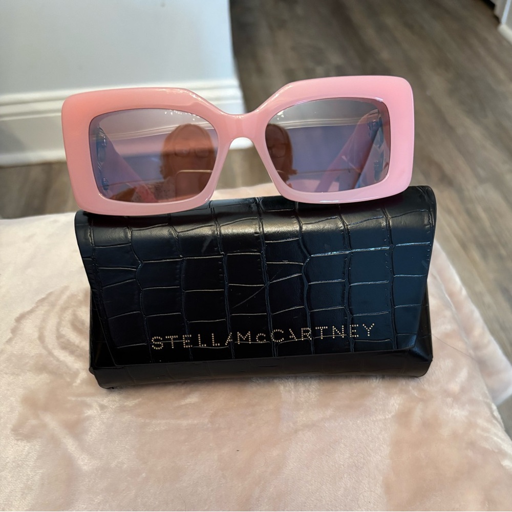 Stella McMartney peach pink rectangular sunglasse… - image 1